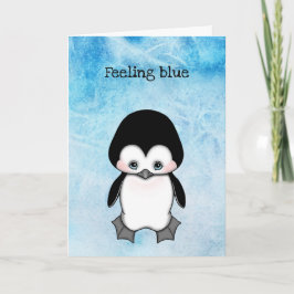 Voeling blauwe Miss You Sad Penguin Kaart