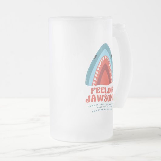 Voeling van Jawsome Shark Funny Summer Punts Frost Matglas Bierpul (Voorkant rechts)
