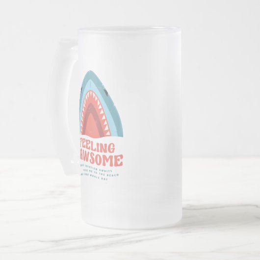 Voeling van Jawsome Shark Funny Summer Punts Frost Matglas Bierpul (Voorkant links)