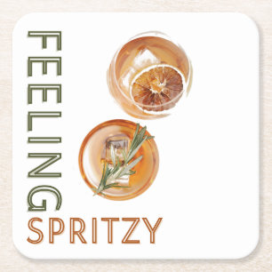 Voeling van Spritzy Oranje Cocktail Vierkante Kartonnen Onderzetter
