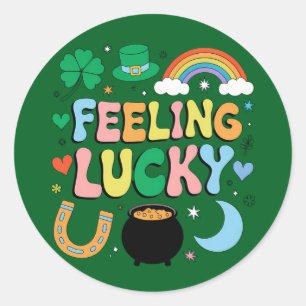 Voelt Lucky St Patricks Day Charme Ierse Klavertje Ronde Sticker