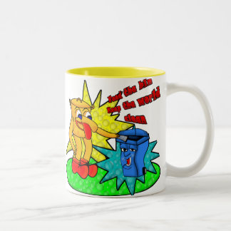 Voer de bak - Houd de wereld schoon Tweekleurige Koffiemok