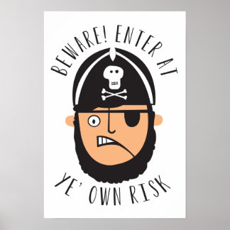 Voer op eigen risico een deurteken in poster