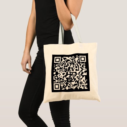 Voer URL & Creëer Scannable QR Code in | Zwart Tote Bag (Voorkant (product))