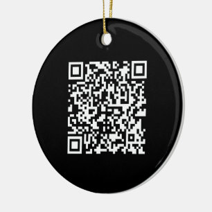 Voer URL & Creëer Scannable QR Code in   Zwart Wit Keramisch Ornament