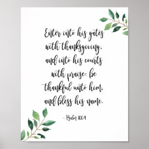 Voer zijn poorten in met Christelijke Thanksgiving Poster