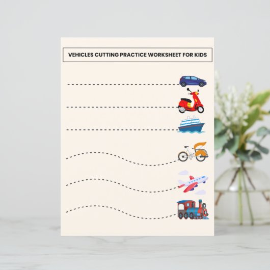 VOERTUIGEN SNIJDEN PRAKTIJK WERKBLAD VOOR KINDEREN (Staand voorkant)