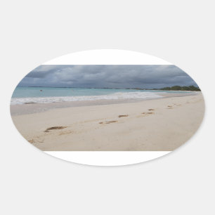 Voetafdruk in Zand Beach Ovale Sticker
