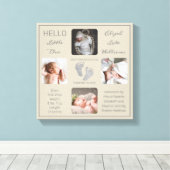 Voetafdruk Meerdere foto's Greige Birth Keepomwill Canvas Afdruk (Insitu (Houten vloer))