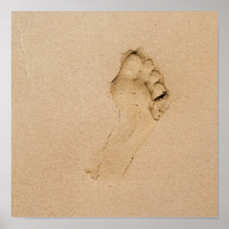 Voetafdruk op het strand poster