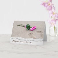 Voetafdrukken en Rozen op zand