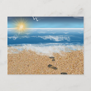 Voetafdrukken in de zand briefkaart