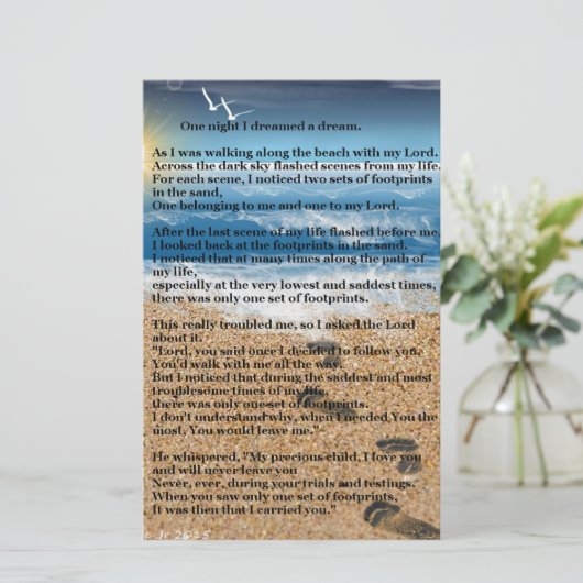 Voetafdrukken in de zand briefpapier (Staand voorkant)