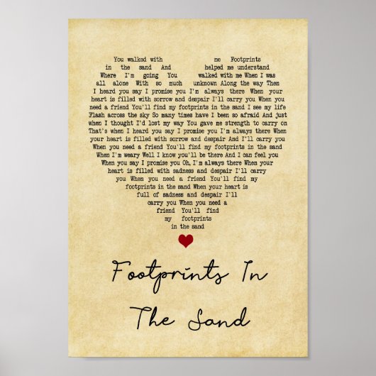 voetafdrukken in de zand hartzong lyric poster (Voorkant)