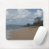 Voetafdrukken in de zand muismat (Met muis)