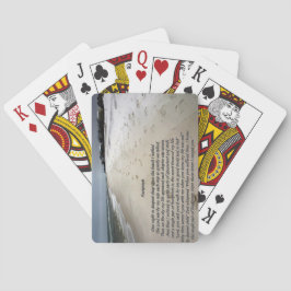 Voetafdrukken in de zand op een strandfoto pokerkaarten