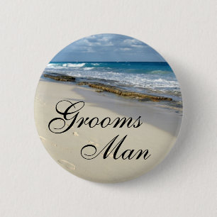 voetafdrukken in de zandknopen ronde button 5,7 cm