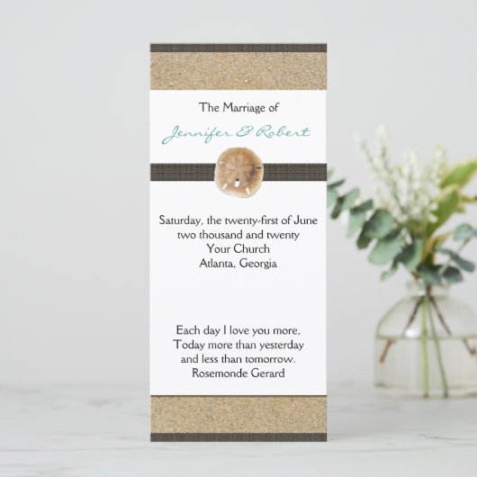 Voetafdrukken in het Sand Wedding Program Programma (Staand voorkant)