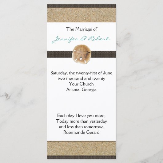 Voetafdrukken in het Sand Wedding Program Programma (Voorkant)