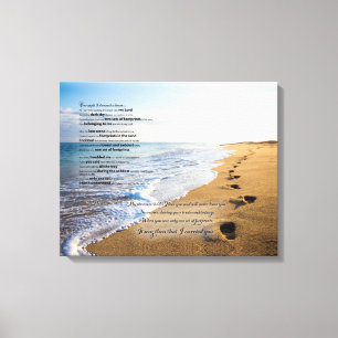Voetafdrukken in het zand gedicht 20x16 canvas afdruk