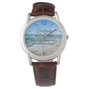 Voetafdrukken in het zand-Inspirerend Christelijk Horloge
