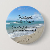Voetafdrukken in het zand-Inspirerend Christelijk Ronde Button 7,6 Cm (Voorkant)