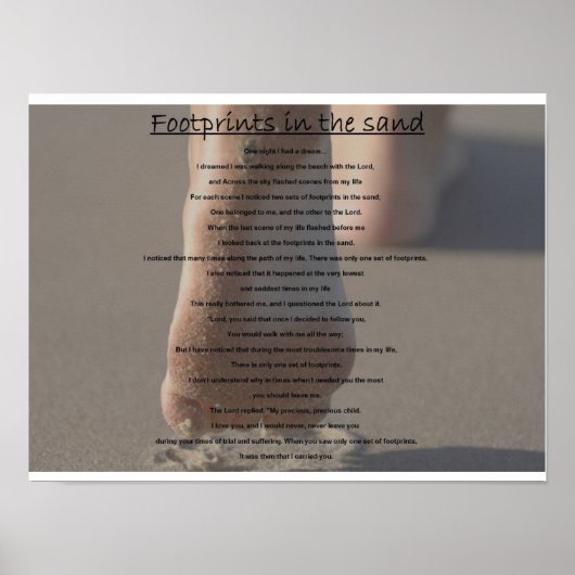 voetafdrukken in het zand poster (Voorkant)