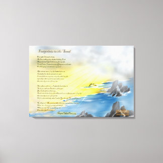 Voetafdrukken in het zand schilderen canvas afdruk