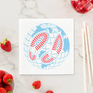 Voetafdrukken op een Wereldbol Servet