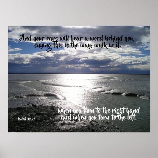 Voetafdrukken op Ocean Isiah 30:21 Poster (Voorkant)