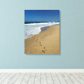 Voetafdrukken op strand, Mabibi, Thongaland Canvas Afdruk (Insitu (Houten vloer))