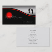 Voetafdrukken, rode vlek, metaaleffect visitekaartje (Voorkant / Achterkant)