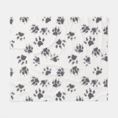 Voetafdrukken van poot: Hond monochroom naadloos. Fleece Deken (Voorkant (Horizontaal))