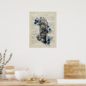 Voetanatomie met blauwe bloemen poster (Keuken)