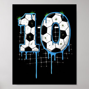 Voetbal 10 Jaar Oud Ijs Drip Jeugd 10e Verjaardag Poster