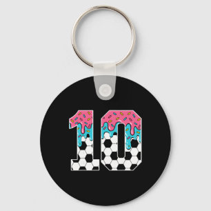 Voetbal 10 Jaar Oud Ijs Drip Jeugd 10e Verjaardag Sleutelhanger