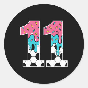 Voetbal 11 Jaar Oud Ijs Drip Jeugd 11e Verjaardag Ronde Sticker