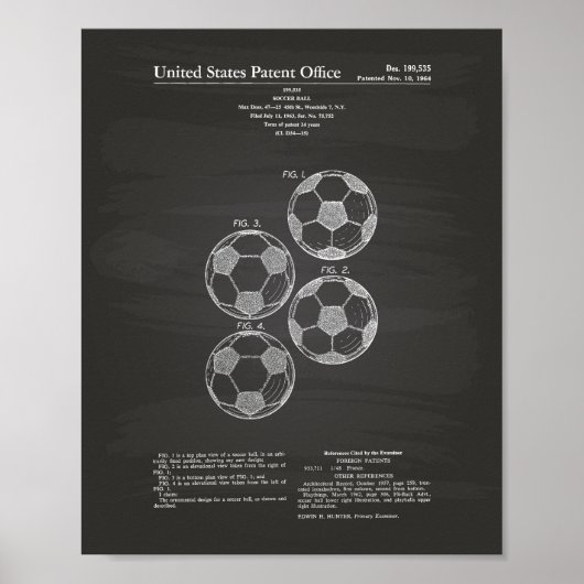  Voetbal 1964 Patent Art - Chalkboard Poster (Voorkant)