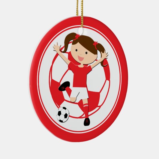Voetbal 1 en Ball Red en White Keramisch Ornament (Rechts)