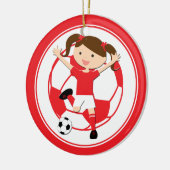 Voetbal 1 en Ball Red en White Keramisch Ornament (Links)