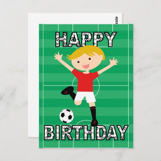 Voetbal 1 Rood en wit Briefkaart (Voorkant / Achterkant)