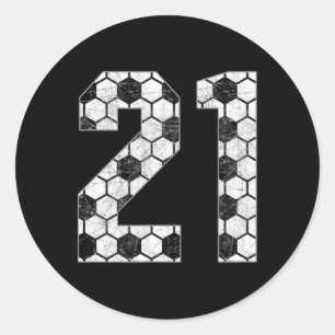 Voetbal #21 Love Voetbal Moeder Favoriete Speler J Ronde Sticker