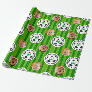 Voetbal 2 Foto Verjaardag Cadeaupapier