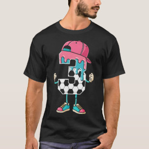 Voetbal 3 jaar oude ijsdruppel jeugd 3e verjaardag t-shirt