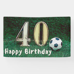 Voetbal 40th Birthday op groen gras Spandoek
