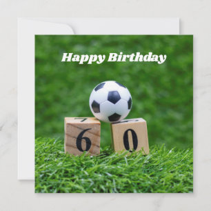 Voetbal 60th Birthday met bal en nummer op groen Kaart