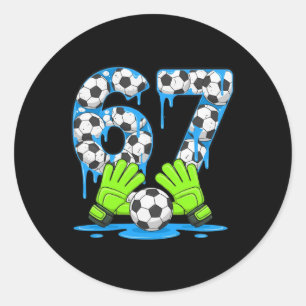 Voetbal 67 Zes Zeven Gen Alpha Meme Drip 67 Ijs Cr Ronde Sticker