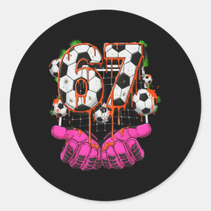 Voetbal 67 Zes Zeven Grappig Gen Alpha Meme Drip J Ronde Sticker