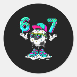 Voetbal 67 Zes Zeven Grappige Gen Alpha Meme Drip Ronde Sticker
