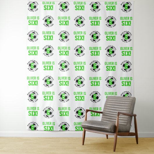 Voetbal 6e verjaardag jongens | Step Repeat Achter Wandkleed (In situ)